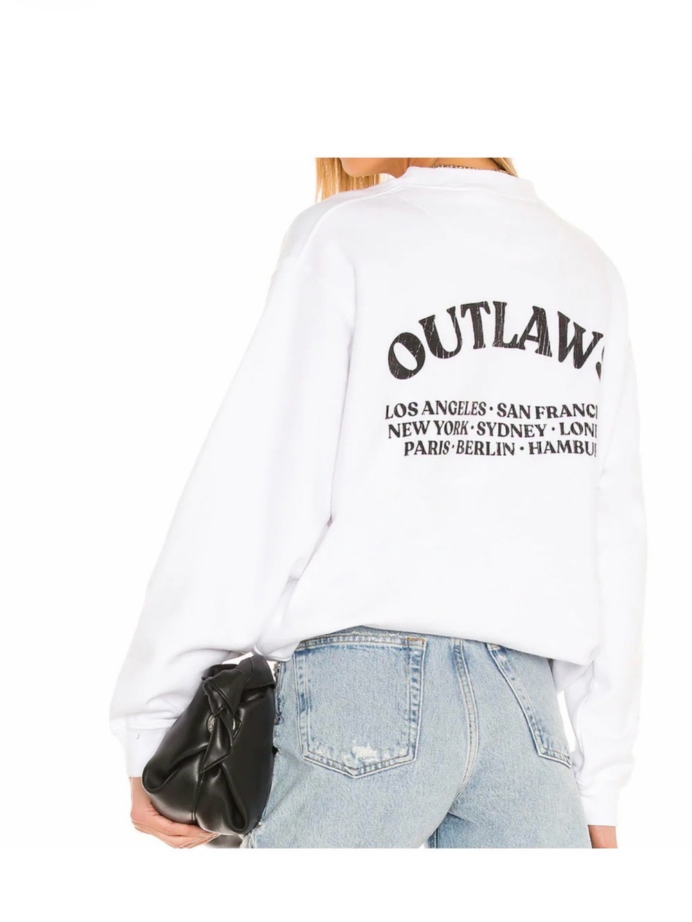 Anine Bing White Outlaws Ramona Outlaw Sweatshirt Sz Medium